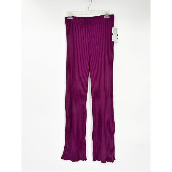 Simon Miller Ribbed Cyrene Berry Burgundy Pull-On Knit Pants Size Medium - Picture 3 of 8